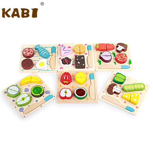 Wooden cut-up fun, simulated fruit and vegetable snack cut-up puzzle, children's play house toy 2-3-4 years old