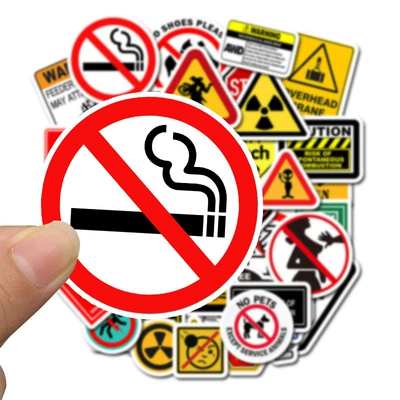50 warning signs graffiti stickers personalized decoration trolley case luggage car stickers non-infringement waterproof (Body sticker)