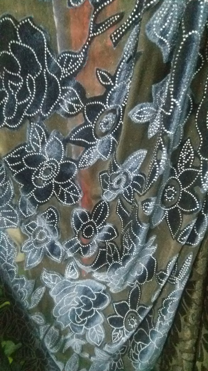 锦涤氨双色烂花绒弹力女装布 透视装高档晚礼服面料 多花型可选