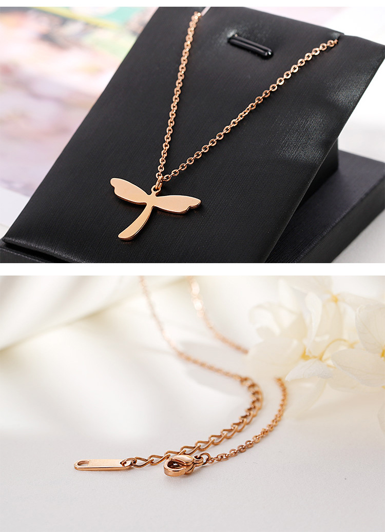 fashion trend stainless steel dragonfly clavicle chain creative personality titanium steel necklacepicture8