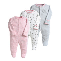 Foreign trade ins aliexpress wish three-piece set of cotton foot-wrapped baby rompers, newborn long-sleeved jumpsuit