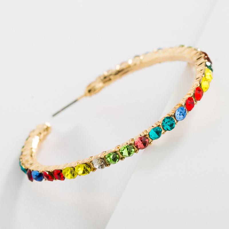 simple rhinestone-studded large circle simple fashion creative earrings wholesale