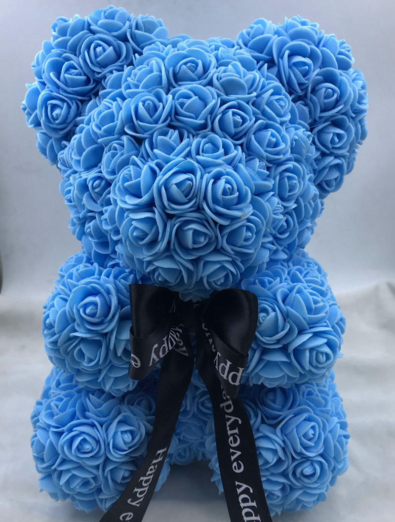 25cm玫瑰花熊PE花2.5CM花熊洋娃透明礼盒俄罗斯ebay亚马逊外贸|ms