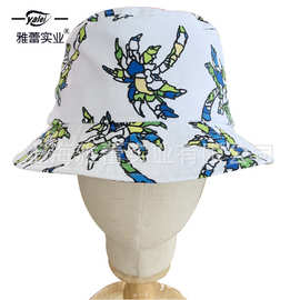 帽子工厂定制印花渔夫帽子夏季防水布帽防晒出游遮阳贝蕾帽钓鱼帽
