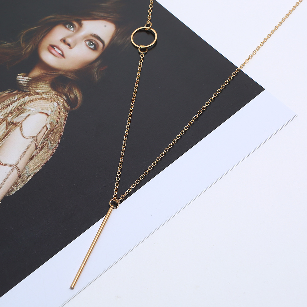 fashion metal geometric Y-shaped pendant long necklace