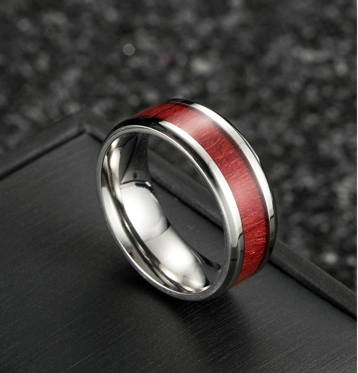 Estilo Vintage Bloque De Color Acero Titanio Epoxy Hombres Anillos display picture 4