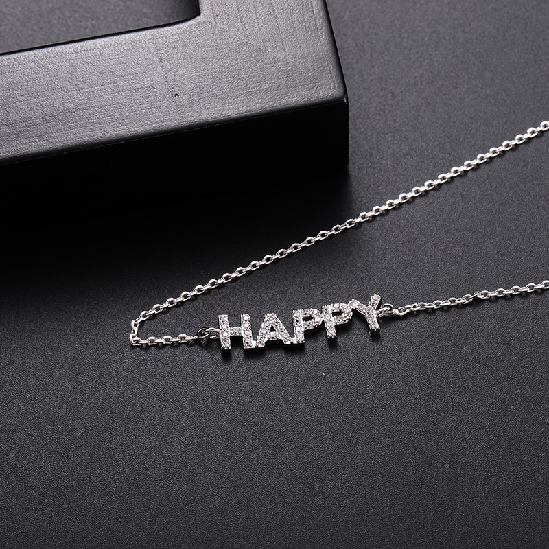 Necklace with zircon with letters