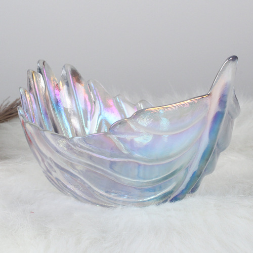 Creative Phnom Penh Feather Glass Bowl Fruit Plate Vegetable Salad Bowl Nordic Style Home Creative Internet Celebrity Dessert Bowl