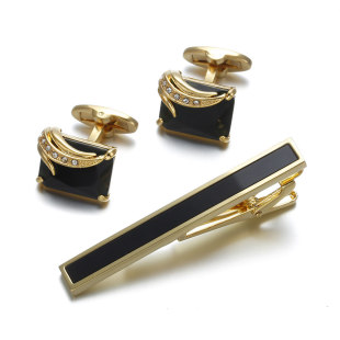 European and American fashion gentleman tie clip high quality cufflinks Golden inlaid cuffs cufflinks 126