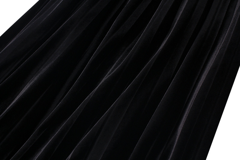 Dames rok geplooid van fluweel met mesh en goud accent_voghion.com