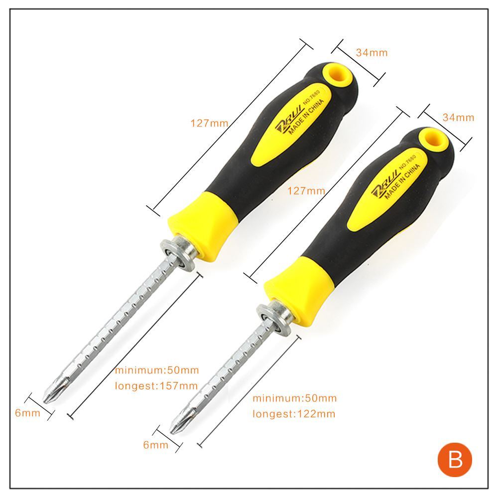 Destornillador antideslizante de plástico de dos colores de doble uso retráctil hogar industrial desmontaje herramienta de reparación Cruz-palabra flor de ciruelo
