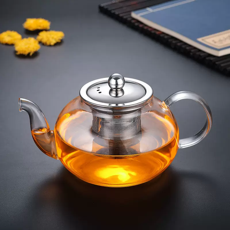 厂家批发玻璃茶壶耐高温加厚泡茶壶水壶家用不锈钢过滤花茶壶套装