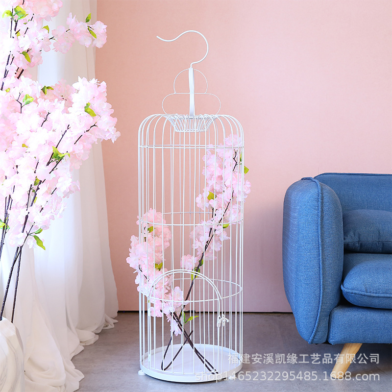 Nordic hierro decorativo jaula de pájaros boda decoración de la ventana de la boda de metal accesorios de fotografía simple jaula de pájaros de oro