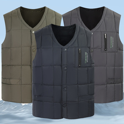 中老年羽绒马甲爸爸装秋冬新款男士羽绒背心保暖内胆坎肩|ms