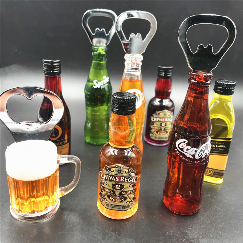 汽水可乐雪碧啤酒瓶冰箱贴创意开瓶器磁铁酒起子立体个性多功能贴