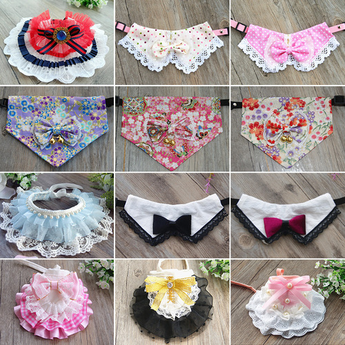 Pet Mouth Towel Lace Princess Dog Scarf Triangular Bandana Accessory Bib Cover Cat Collar Decor