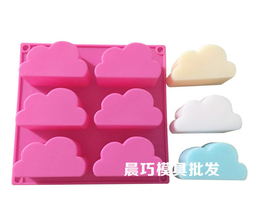 Silicone cake mold, handmade soap mold, mousse mold, six-hole cloud mold, cloud shape silicone mold