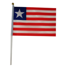 利比里亚国旗旗帜手摇旗塑料旗杆涤纶双面印花厂家直销