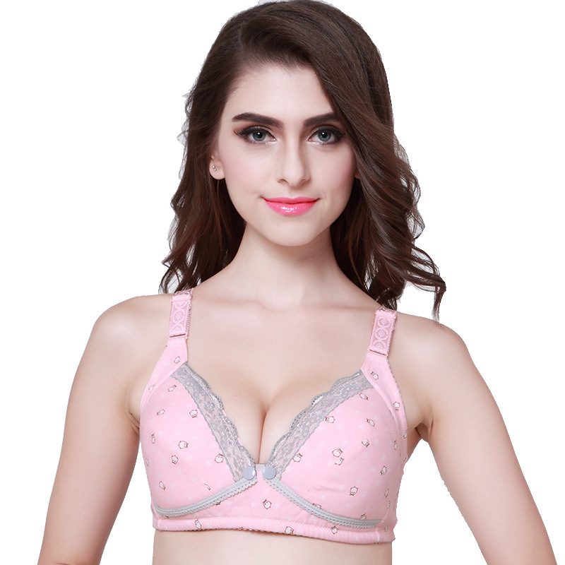 Breastfeeding Bra Non-rimmed Seamless Push-up Anti-sagging Pregnancy Mummy Breastfeeding Bust Front Opening Buckle Pregnant Women's Underwear