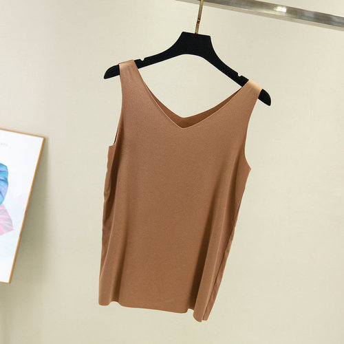 Spring and Summer Thin Modal V-Neck Strapless Tank Top for Women, Adjustable Cut, Sleeveless, Ideal for Layering, Seamless, Plus Size Base Layer Top