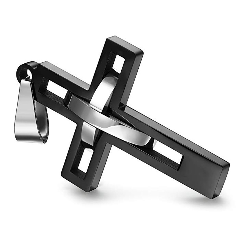 Wholesale Stainless steel hollow cross pendant antique hollow cross