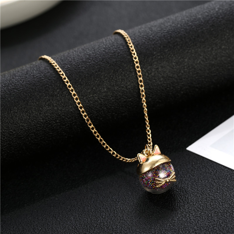 Hot Jewelry Cartoon Creative Cute Cat Pendant Necklace Clavicle Chain Accessories Women display picture 2