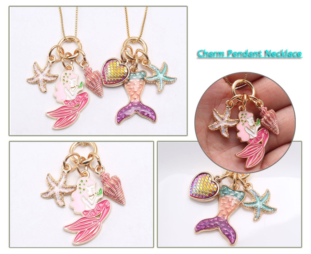 New Mermaid Pendant Alloy Pendant Box Chain Children Necklace display picture 4