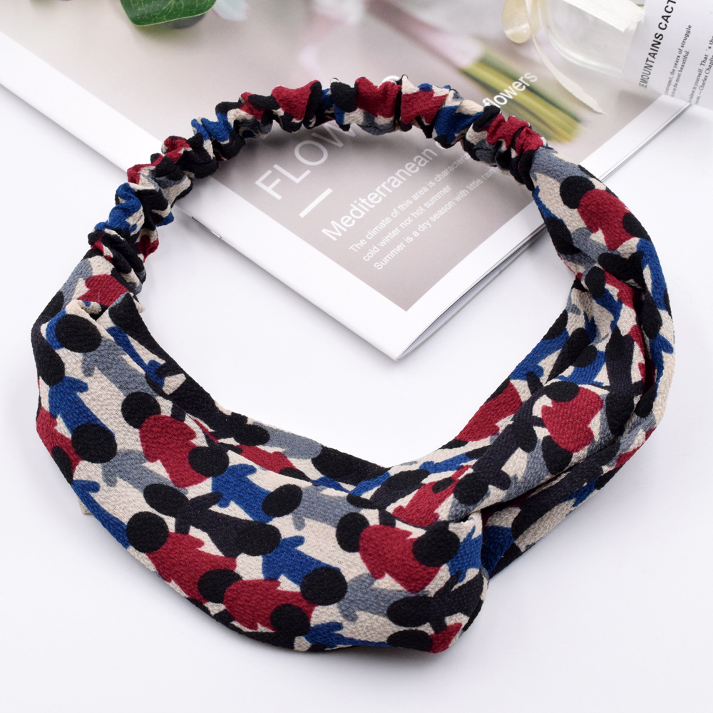 Simple  Striped Cross  Retro Check Ladies Elastic Headband Wholesale display picture 24