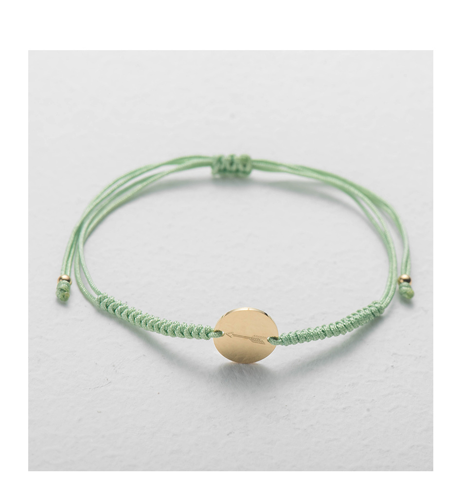 Simple Woven Stainless Steel Pullable Gold Disc Arrow Rope Bracelet
