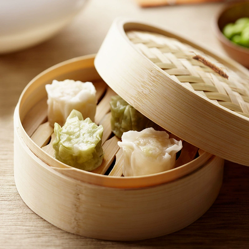 Round cage mini small steamer, abalone cage bamboo, small flushing steamer with handle small cage drawer commercial burning snack cage