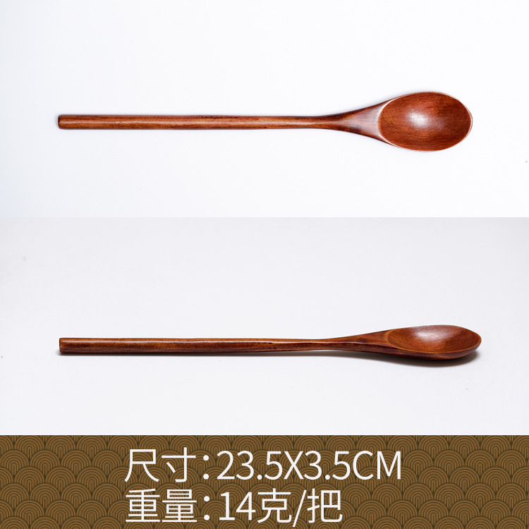 Fábrica al por mayor cuchara de madera maciza cuchara creativa cuchara de café cuchara de mezcla miel cuchara japonesa mango largo bobinado cuchara de madera
