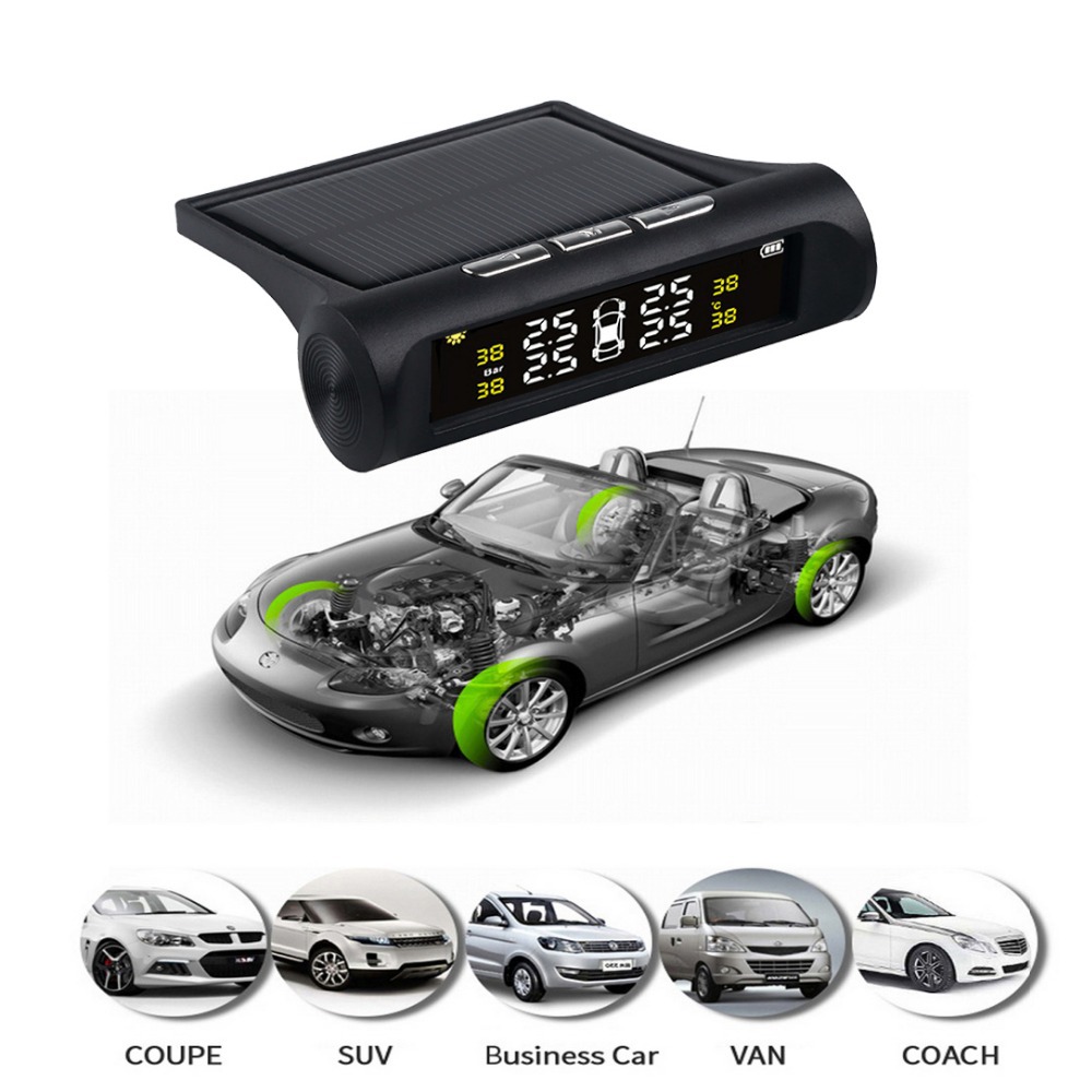 Solar Wireless Tire Pressure Monitor Tpms Tire Pressure Monitoring System Tire Pressure Sensor Tire Pressure Monitor External