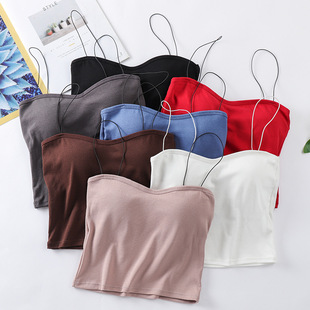Solid color fashionable short vest, base top with cups, tank top, 2020, city style