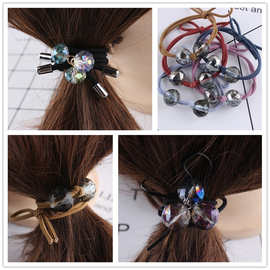 韩国时尚个性水晶珠发圈女可爱发饰ins头饰气质绑带双层发绳饰品