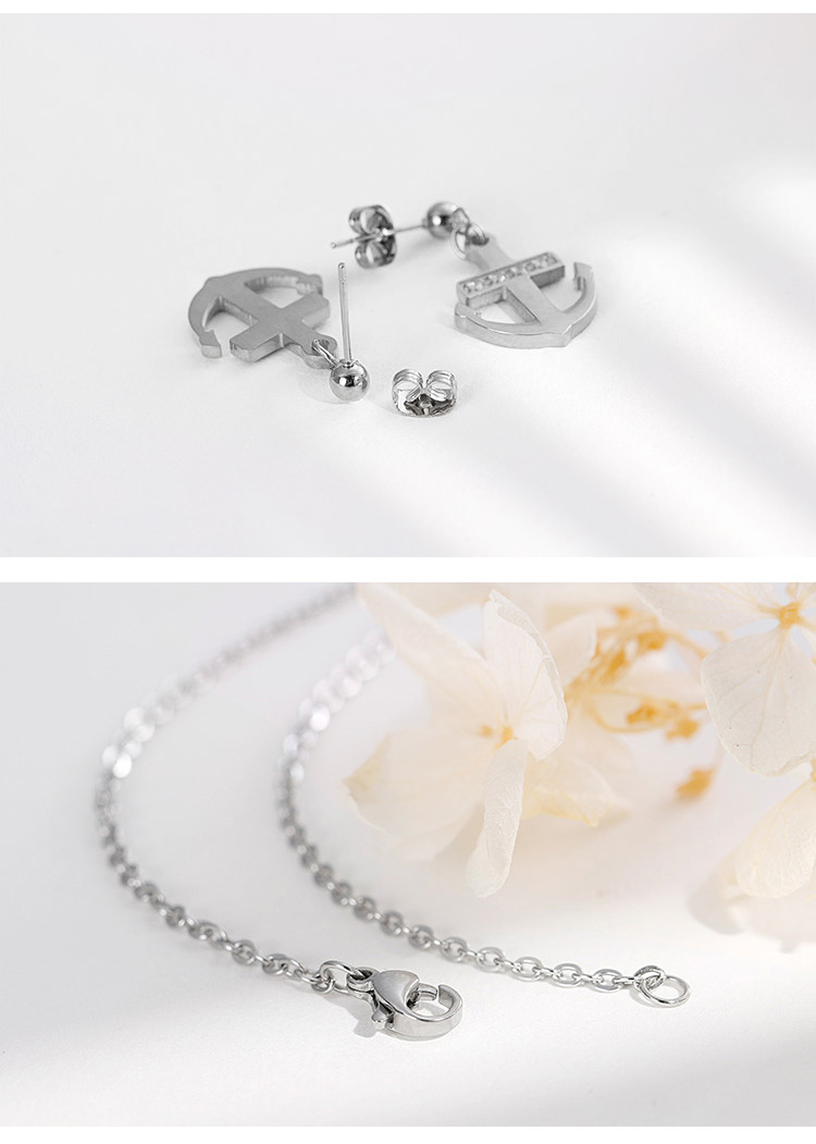Factory Original Design Wholesale Fashion Personality Titanium Steel Zircon Boat Anchor Womenu0027s 