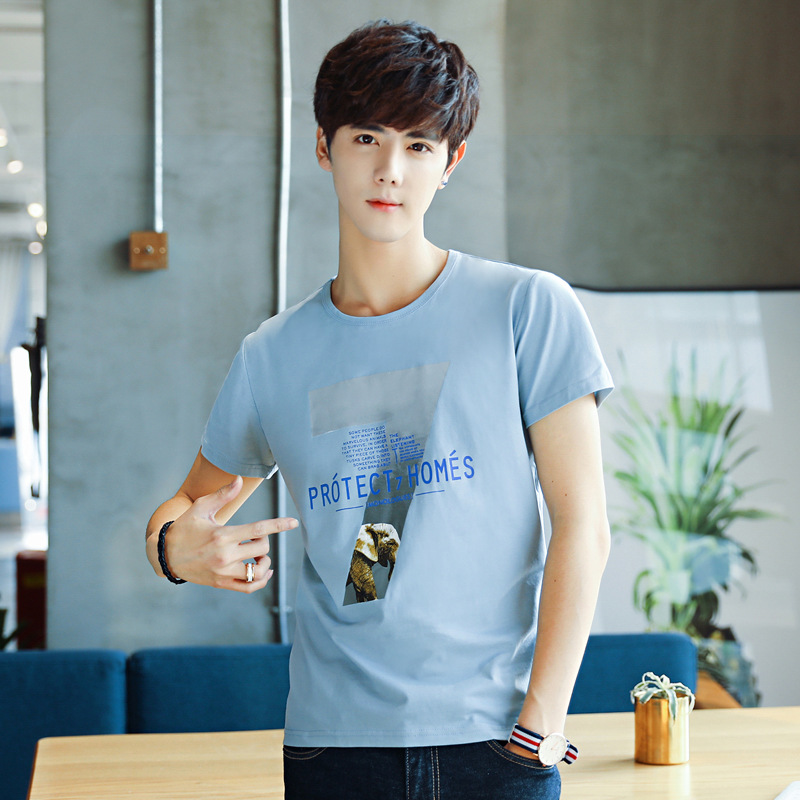 summer new pattern leisure time Korean Edition Men's pure cotton Short sleeved Menswear trends student leisure time Versatile T-shirts Self cultivation