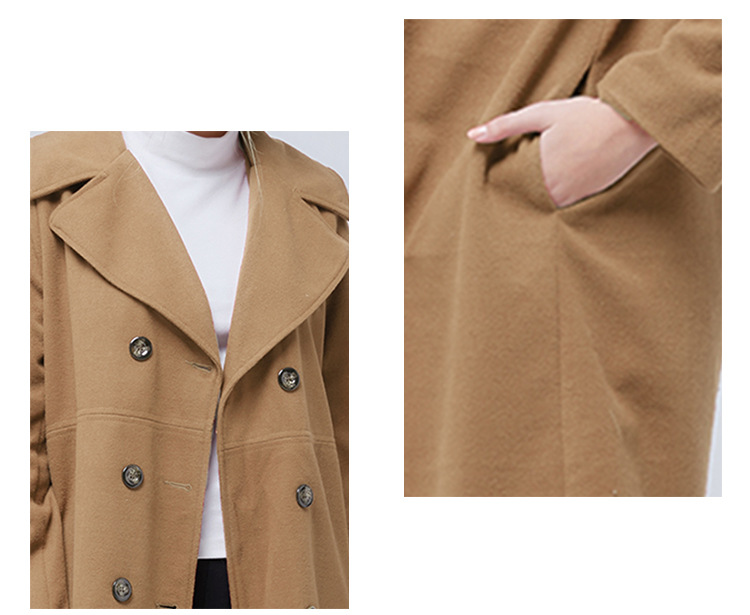 autumn and winter retro big lapel long double-breasted woolen coat  NSJR29876