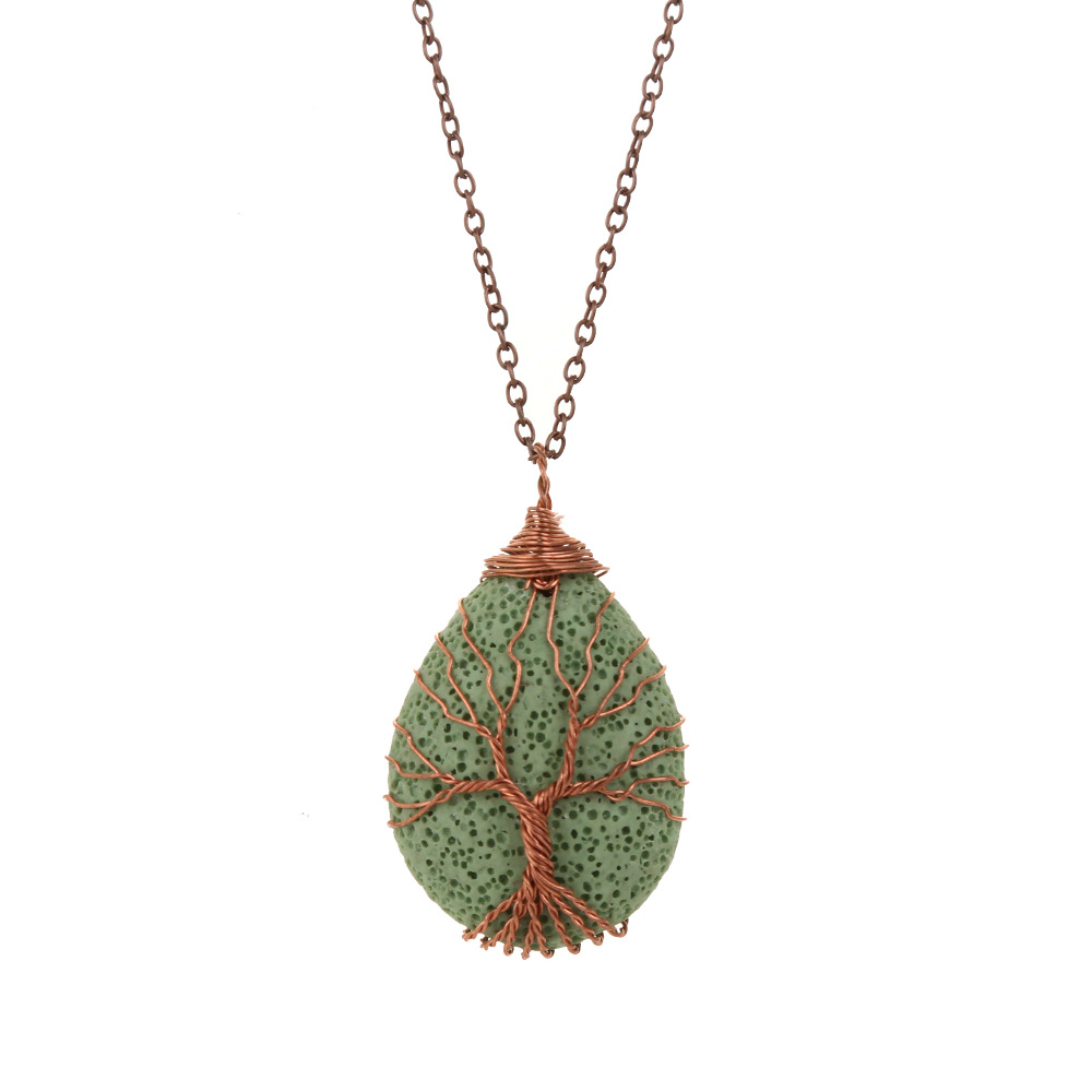 Fashion Tree Alloy Plating Natural Stone Pendant Necklace 1 Piece