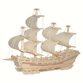 diy木制仿真古帆船模型木质手工拼装丝绸商船成人3d立体拼图玩具