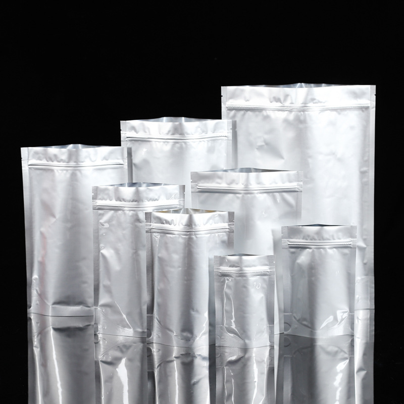 现货铝箔自封纯铝食品拉链袋密封茶叶包装袋干果干货自立袋制定