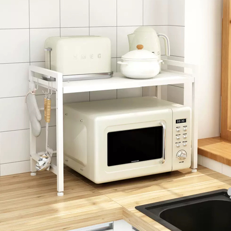厨房微波炉置物架落地多层可伸缩调节三层放烤箱电饭煲厨房收纳架