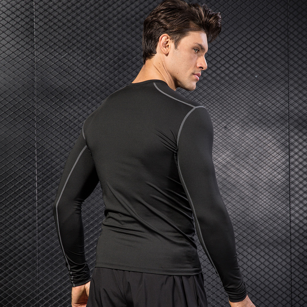 Men Tight Training Pro Sports Fitness Running Long-Sleeved Sweat-Wicking Quick-Drying Long-Sleeved Shirt T-Shirt Clothes