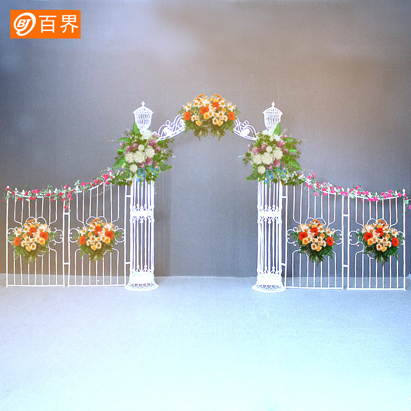 百界大公园拱门婚庆铁艺拱门婚礼花门舞台布置道具铁艺栅栏架子