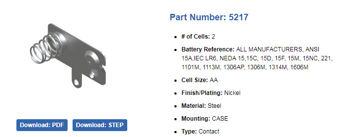 KEYSTONE ELECTRONICS 5217 AA 5号 电池弹簧片电池扣电池弹片