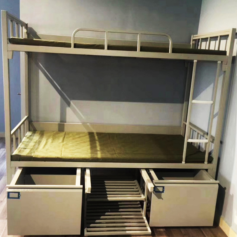 广州加厚钢制部队双层床战士高低床铁架床军官单层床营具上下床铺