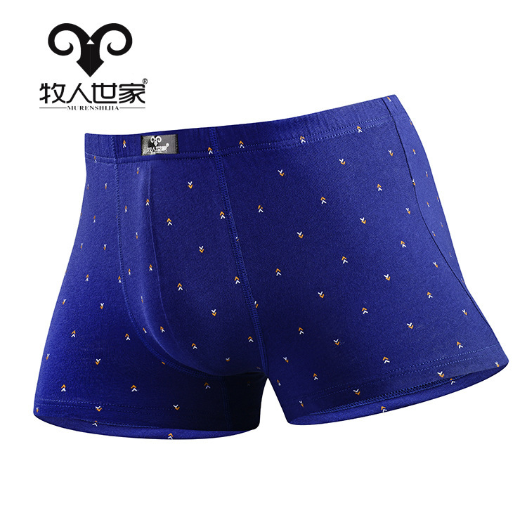 Wholesale men's mid-waist boxers men's printed 100 cotton underwear men's U-convex bottoms men's young men's boxers