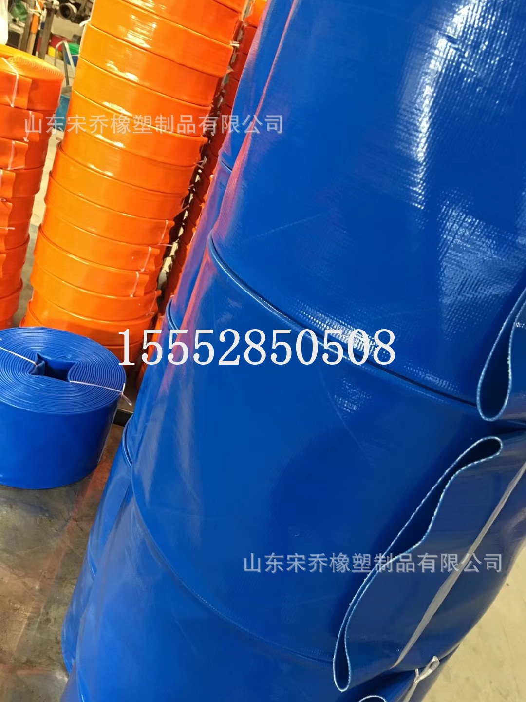 1-10寸耐磨抗拉伸涂塑软管25-350mmPVC蓝水带高压水带