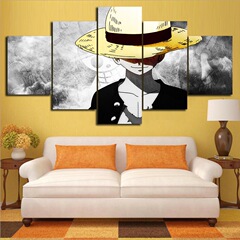 High-definition spray paint five-piece Luffy cartoon oil painting wall art home canvas decoration painting cross-border supply