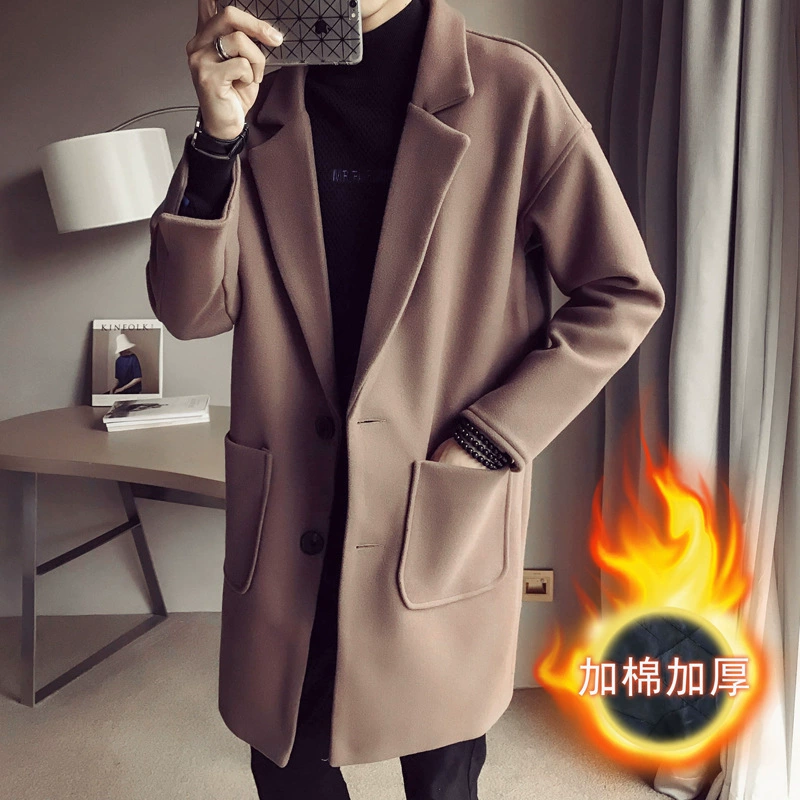 Деми-сезонное длинное trench coat, цветное шерстяное пальто, 2019 год, оверсайз, корейский стиль, плюс размер
