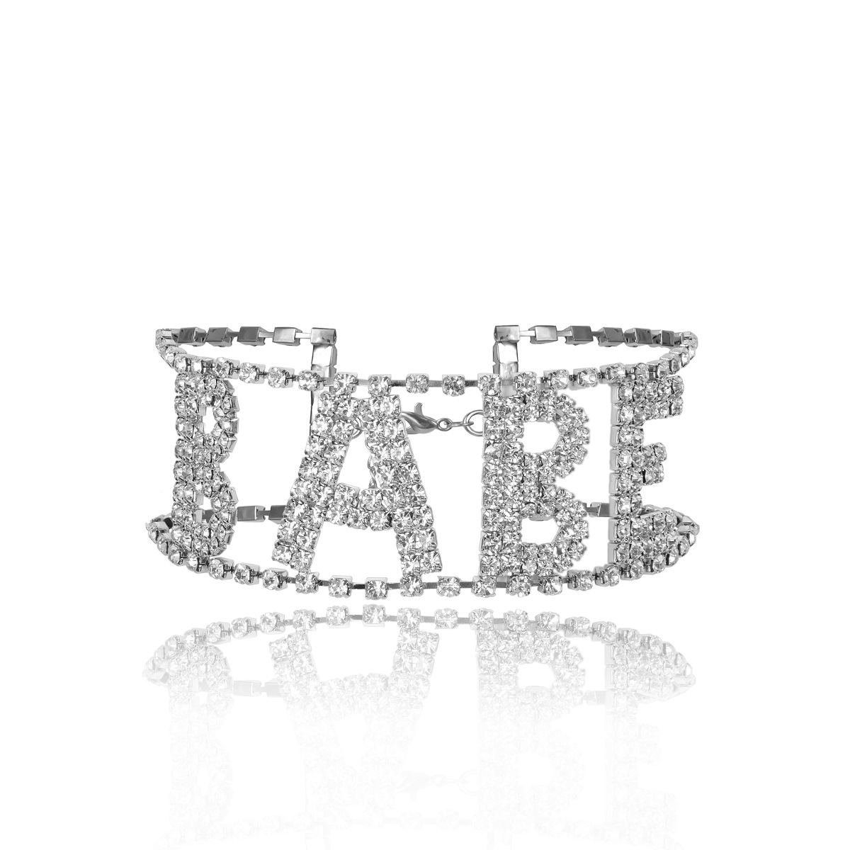 Nuevo Artículo De Diamantes Flash Exagerado De Moda Con Letras De Diamantes Babe Collar display picture 5